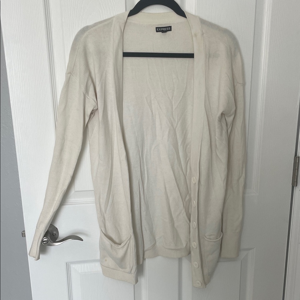 Express Women's Off-White Cardigan Sweater